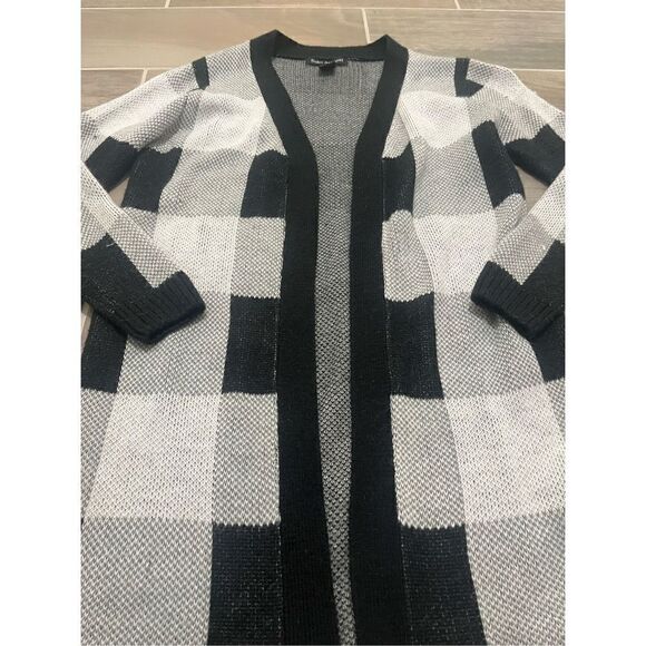 Soho apparel long lined open front buffalo check cardigan size small - Picture 3 of 5